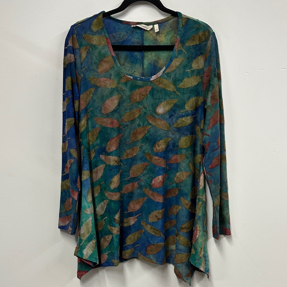 Soft Surroundings Leaf Patterned Multicolor Long … - image 1